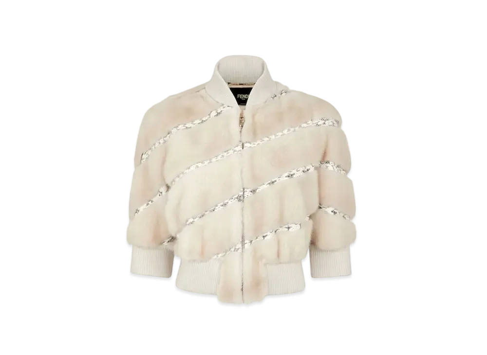 FENDI Women's Elaf Leather & Mink Bomber Jacket "White"