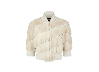 FENDI Women's Elaf Leather & Mink Bomber Jacket "White"