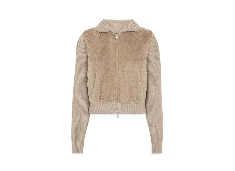 FENDI Women's Blouson Jersey & FF Mink Jacket "Beige"