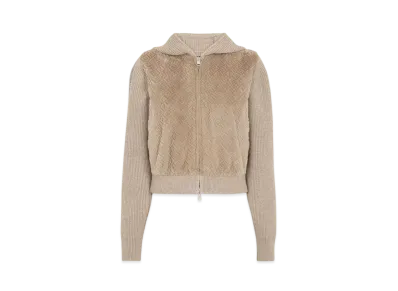 FENDI Women's Blouson Jersey & FF Mink Jacket "Beige"