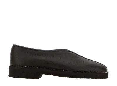 LEMAIRE Women's Piped Crepe Slippers "Dark Brown"