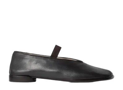 LEMAIRE Women's Glove Ballerina in Leather "Dark Chocolate"