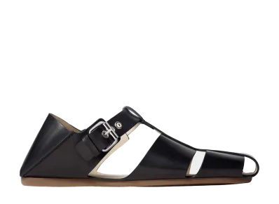 LEMAIRE Fisherman Slip-On Sandals in Leather "Black"