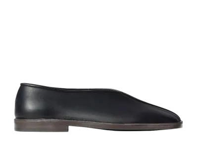 LEMAIRE Women's Flat Piped Slipper "Black/Dark Chocolate"