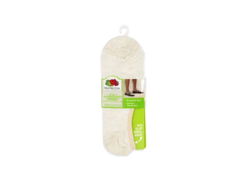 FRUIT OF THE LOOM Mens Invisible Liner Socks "White"