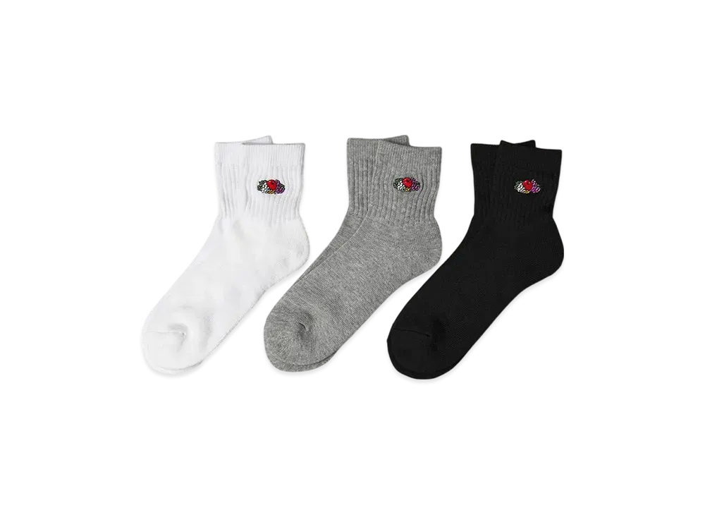 FRUIT OF THE LOOM Logo Embroidered Quarter Socks 3Set "Multi"