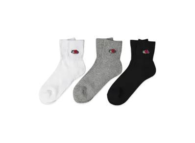 FRUIT OF THE LOOM Logo Embroidered Quarter Socks 3Set "Multi"
