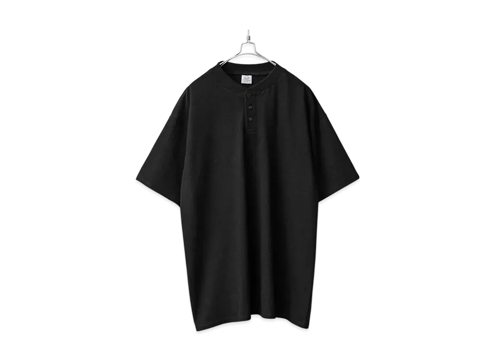 FRUIT OF THE LOOM Heavy Ounce Henley Neck Short Sleeve T-Shirt "Black"