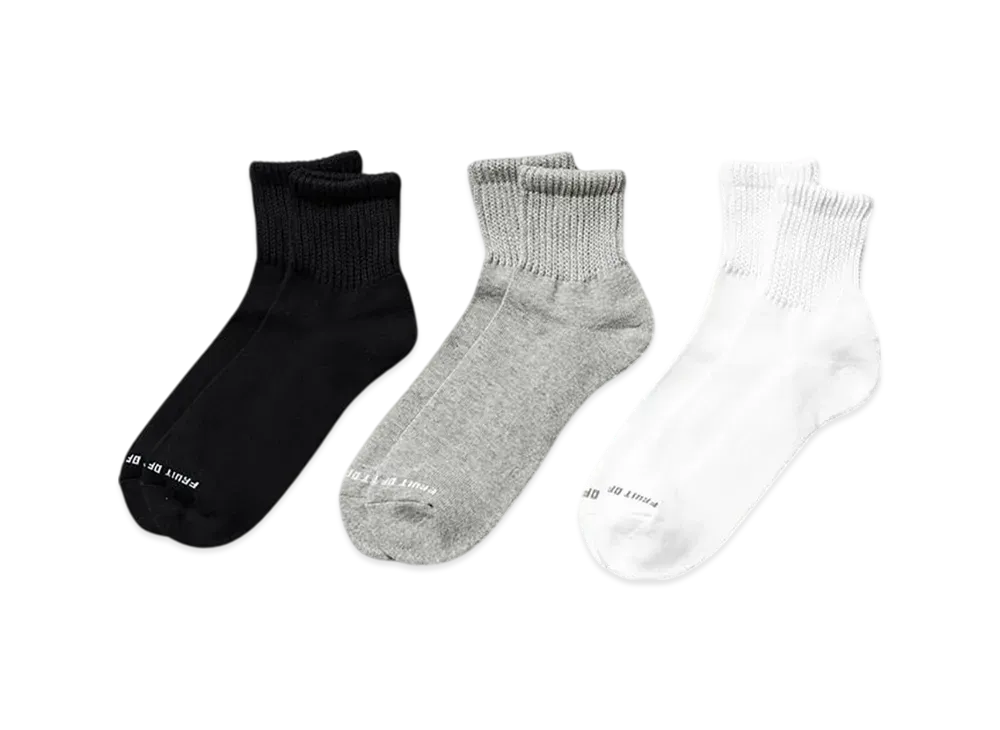 FRUIT OF THE LOOM American Cotton Basic Quarter Socks Set Of 3 "Multi"