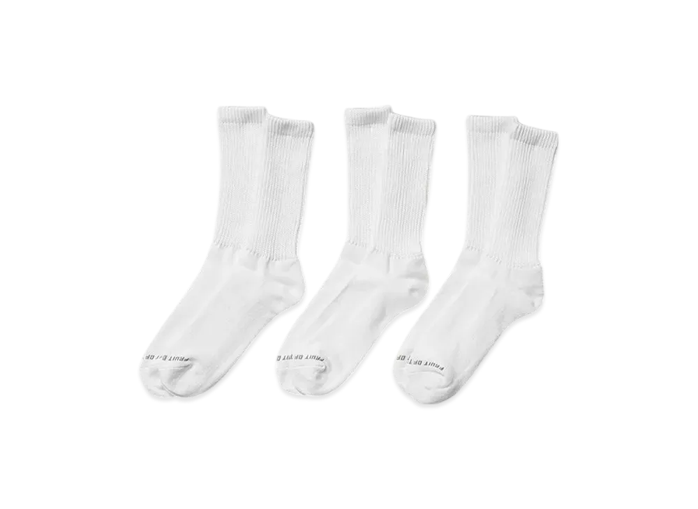 FRUIT OF THE LOOM American Cotton Basic Crew Socks Set Of 3 "White"