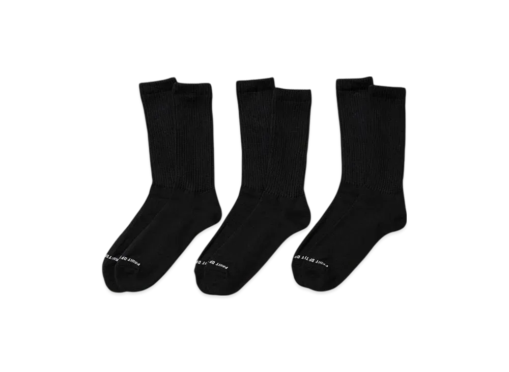 FRUIT OF THE LOOM American Cotton Basic Crew Socks Set Of 3 "Black"