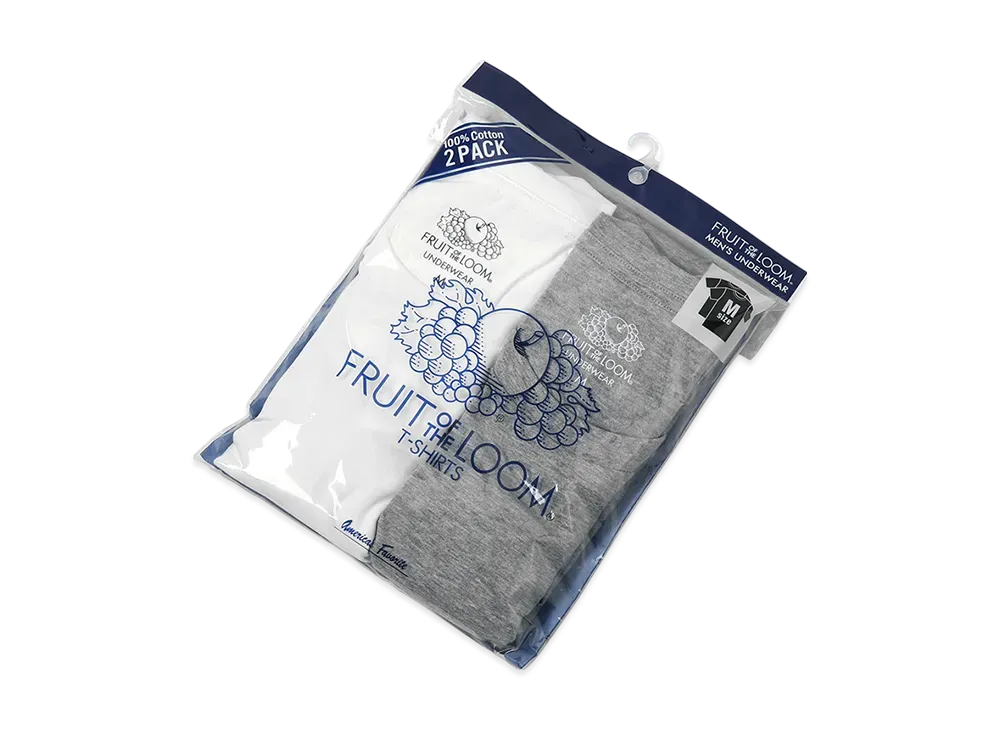 FRUIT OF THE LOOM Crew Neck Pack T-Shirt Underwear 2 Pack "Grey/White"