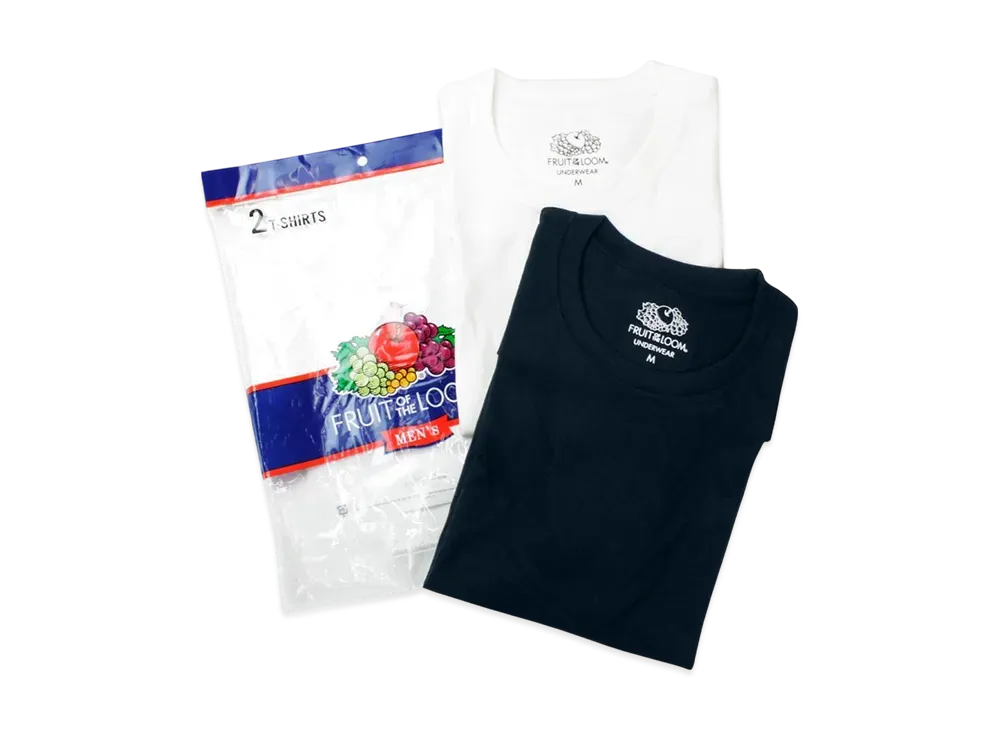 FRUIT OF THE LOOM Crew Neck Pack T-Shirt Underwear 2 Pack "Black/White"