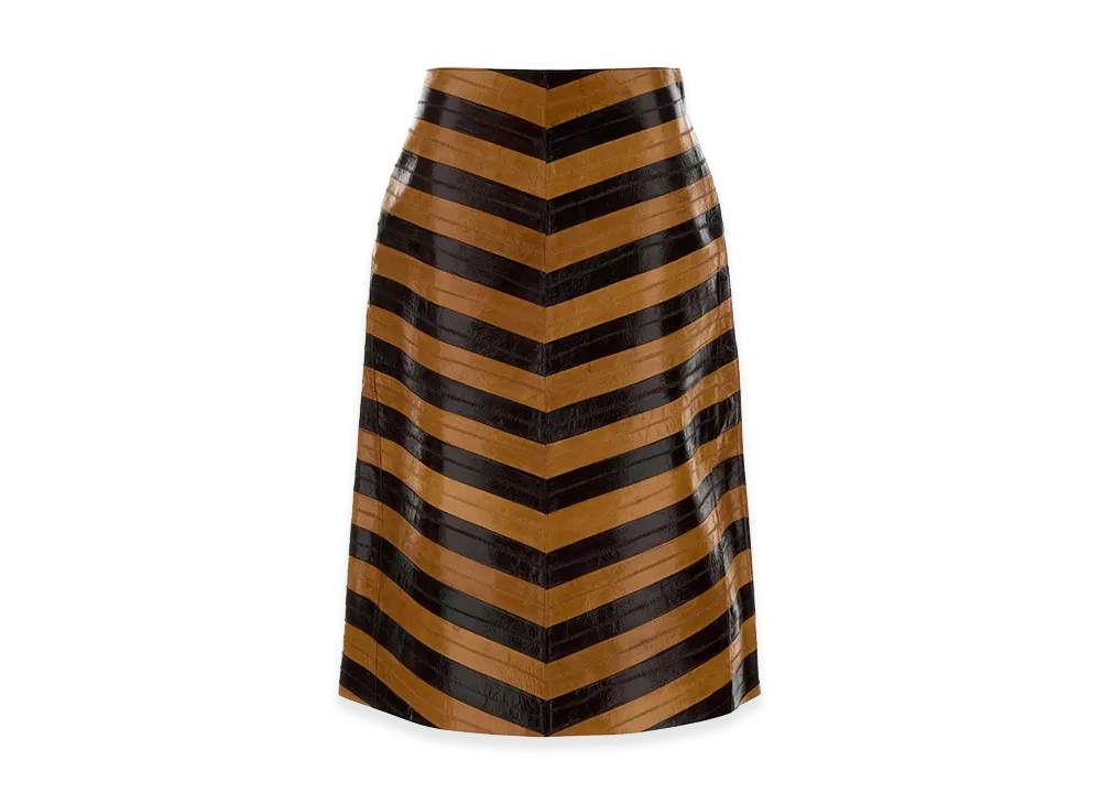 FENDI Women's Two-Tone Leather Skirt "Multicolor"