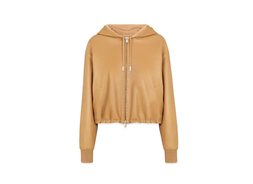 FENDI Women's Blouson Leather Jacket "Beige"