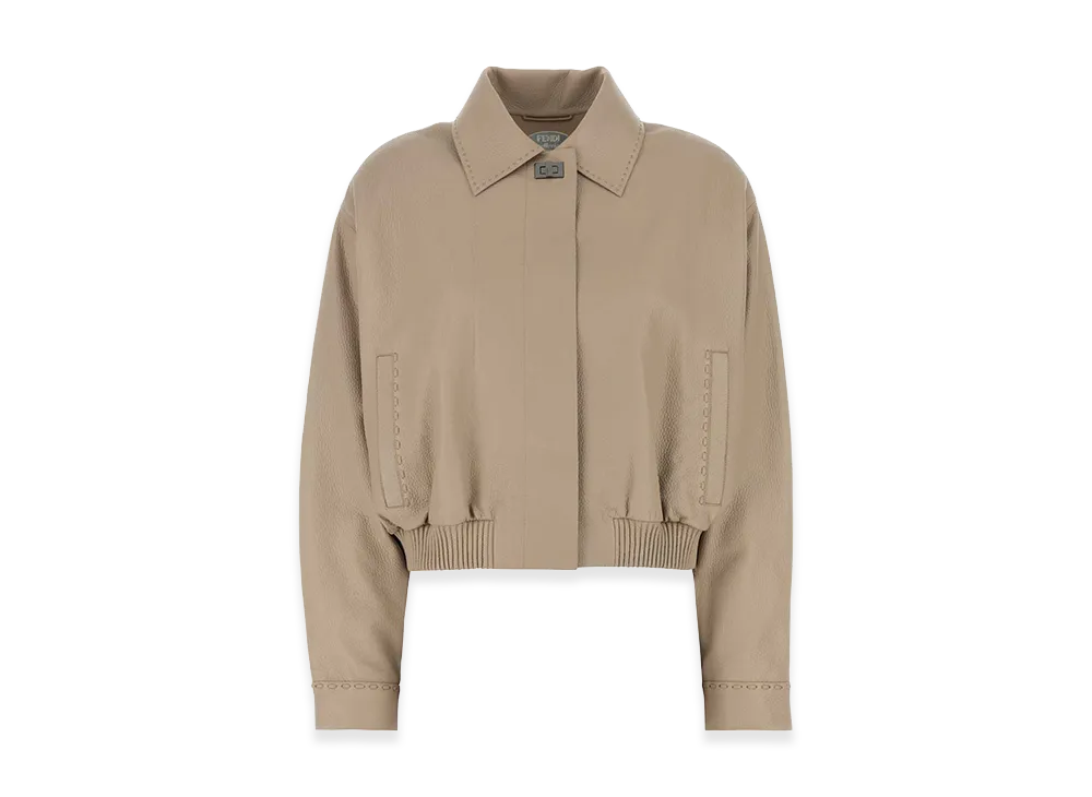 FENDI Women's Cappuccino Leather Jacket "Beige"
