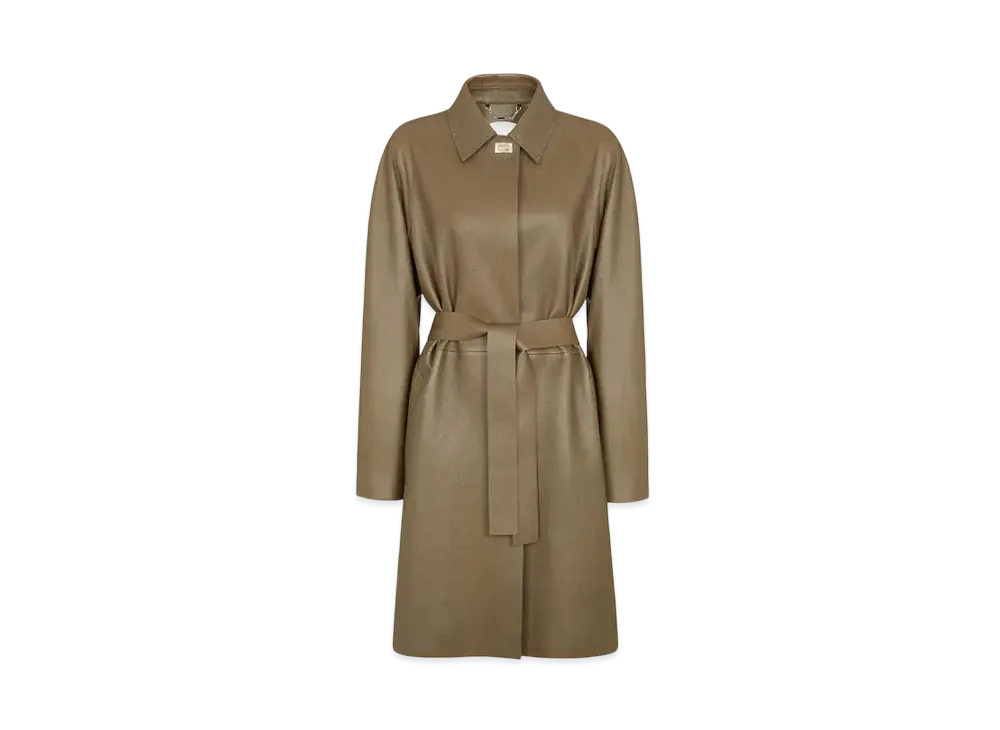 FENDI Women's Leather Overcoat "Green"