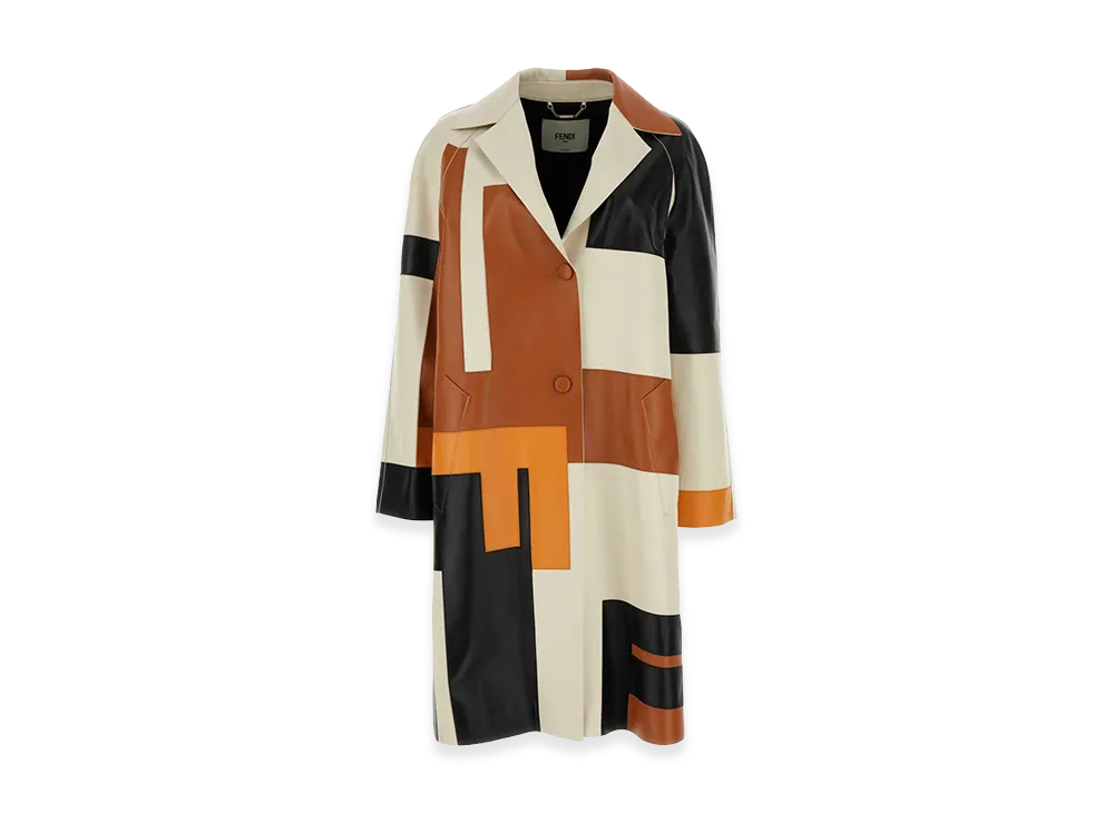 FENDI Women's Nappa Leather Overcoat "Multicolor"