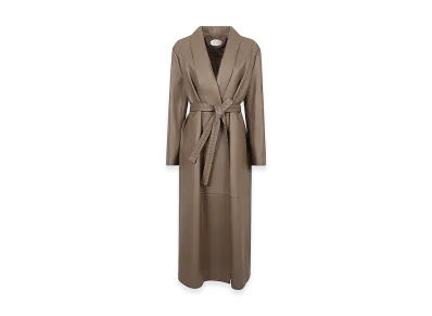FENDI Women's Long Leather Coat "Brown"
