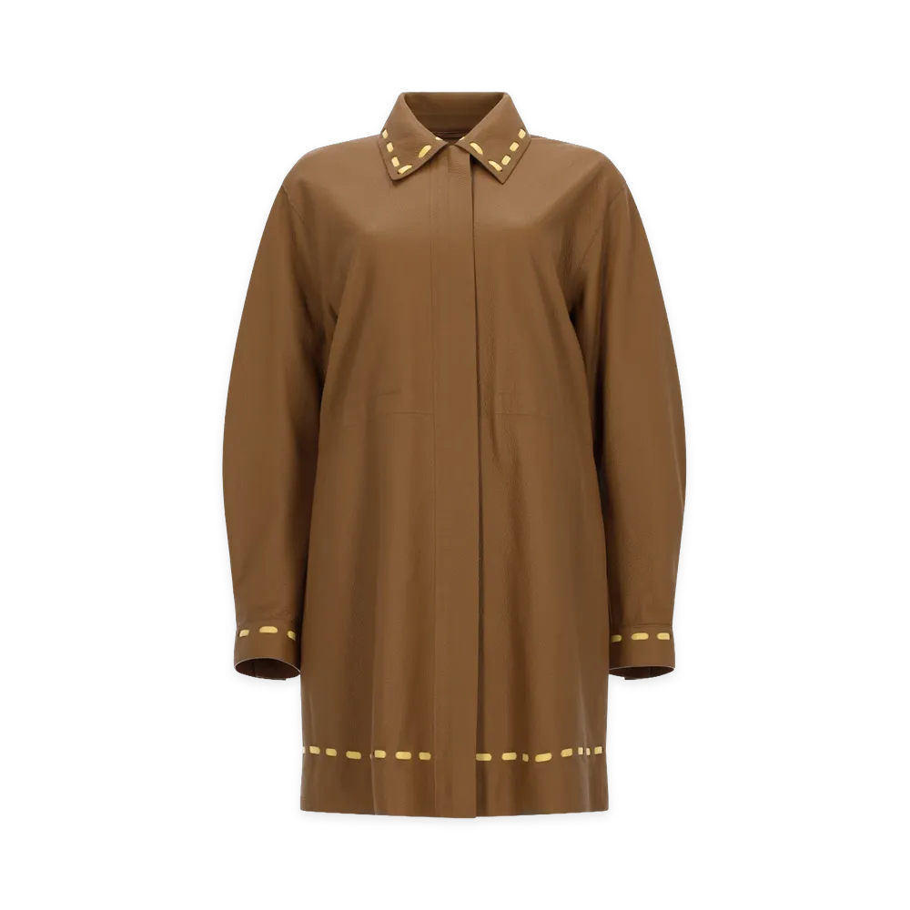 FENDI Women's Soprabito In Pelle "Brown"