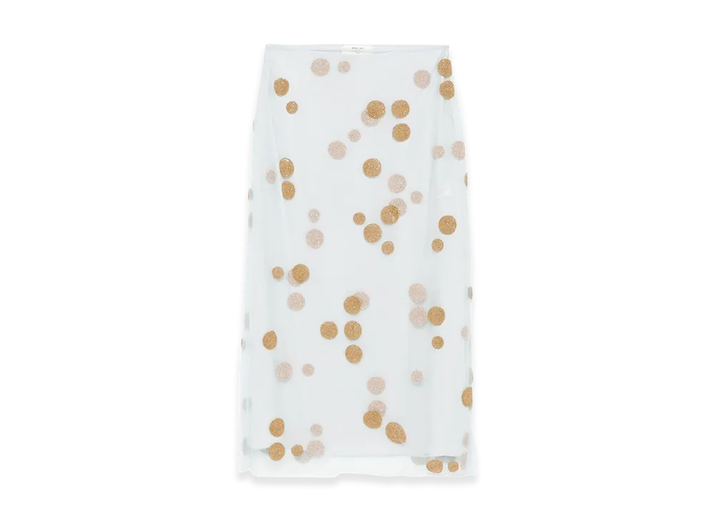 FENDI Women's Embroidered Tulle Long Skirt "Light Blue"