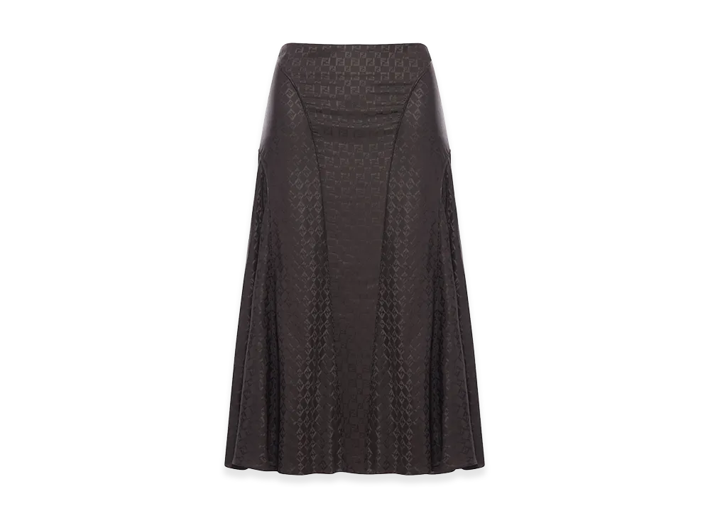 FENDI Women's FF Jacquard Silk Skirt "Brown"