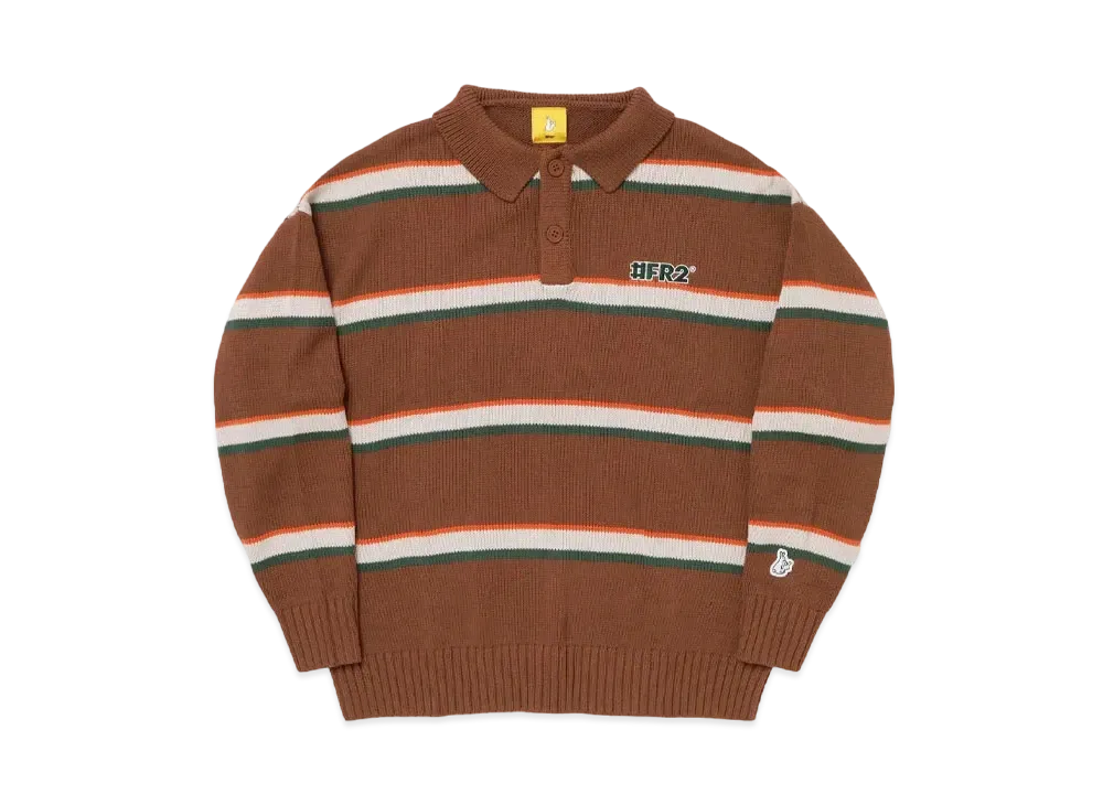 FR2 Multi Stripe Knit Longsleeve Polo shirt "Brown"