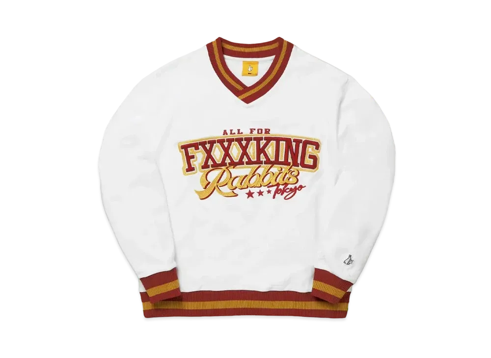 FR2 V-neck Line Rib Sweatshirt "White"