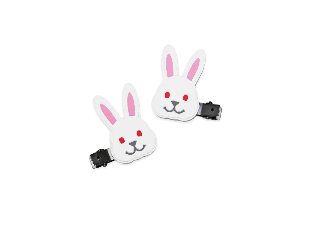 FR2 Rabbit Hair Clip Set "White"