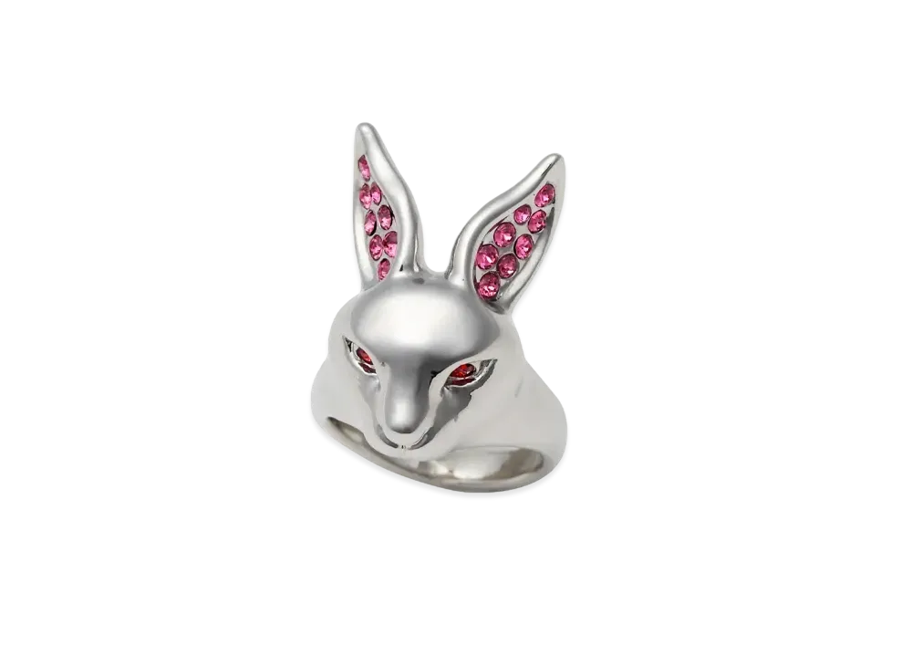 FR2 Crystal Fxxking Rabbit Face Ring "Silver"