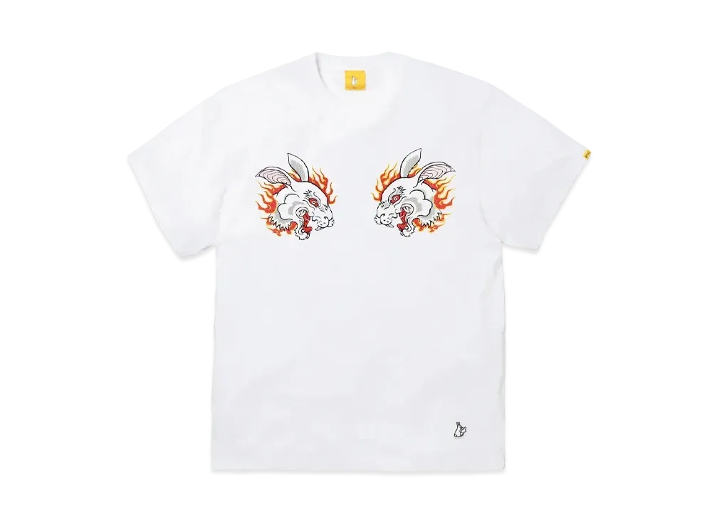 FR2 Rabbits Face Embroidery T-shirt "White"