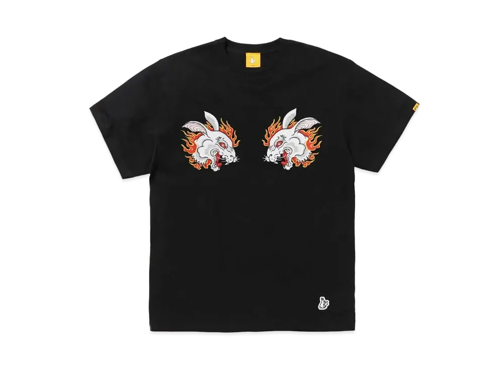 FR2 Rabbits Face Embroidery T-shirt "Black"