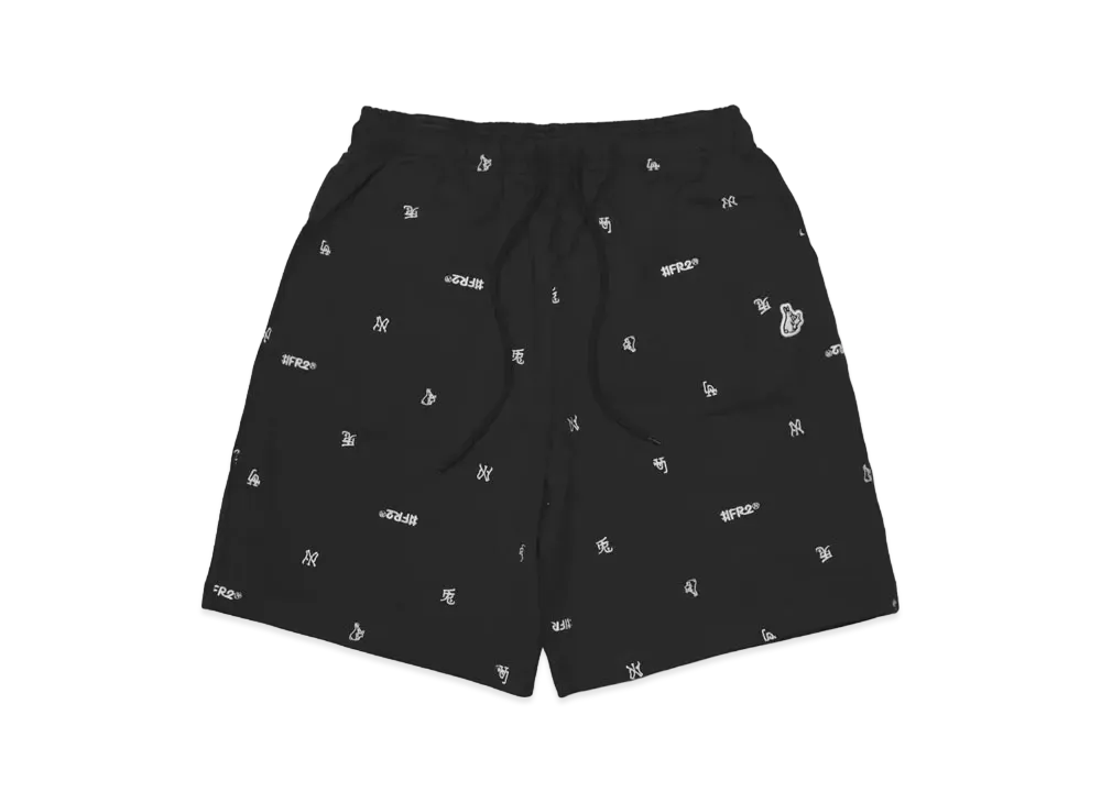 FR2 Full Pattern Logo Embroidery Sweat Short Pants "Black"
