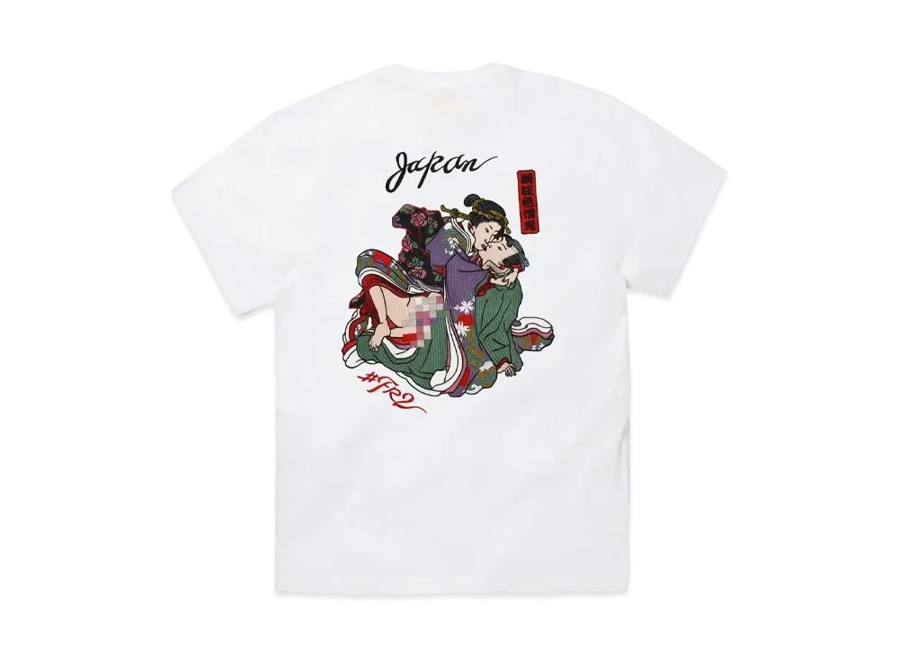 FR2 Embroidery Shunga T-shirt "White"