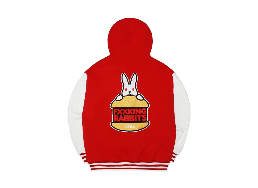 FR2 Rabbit Burger Embroidery Sweat Varsity Jacket "Red"