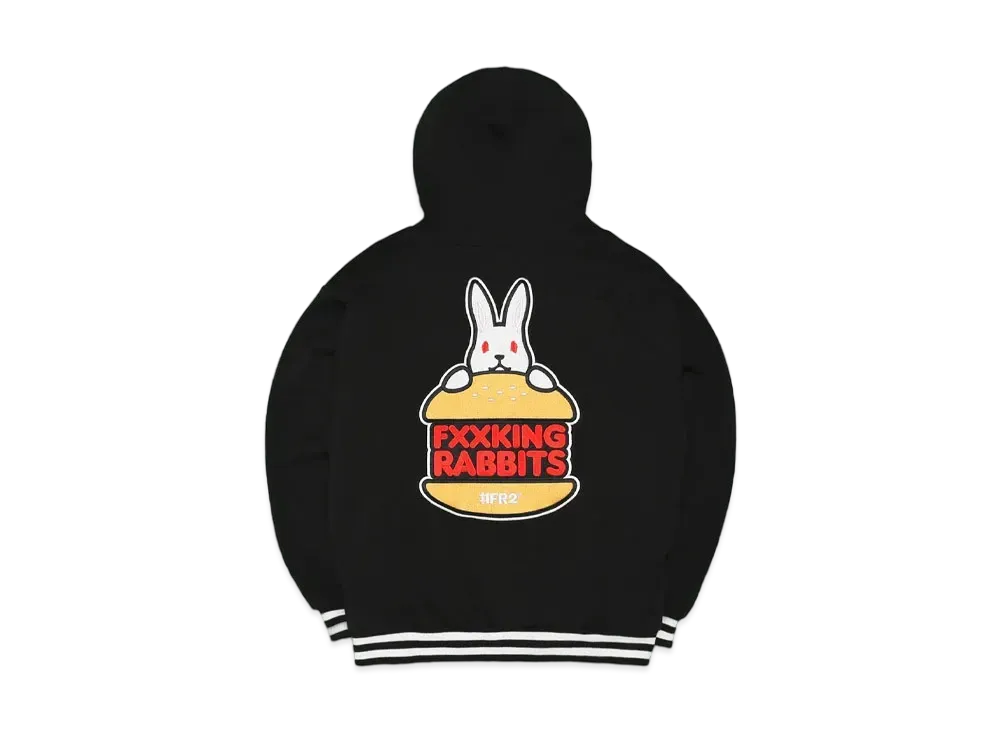 FR2 Rabbit Burger Embroidery Sweat Varsity Jacket "Black"