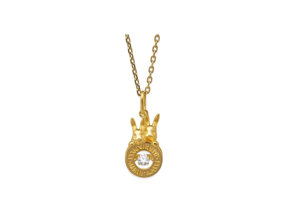FR2 Dancing Stone Round Logo Necklace "Gold"