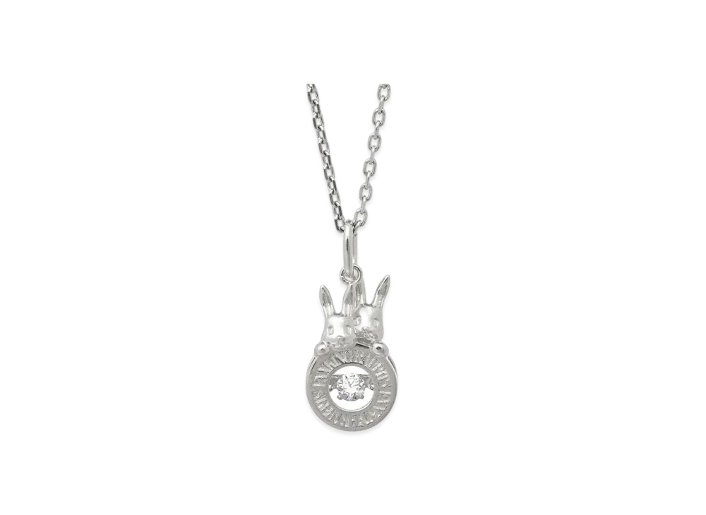 FR2 Dancing Stone Round Logo Necklace "Silver"