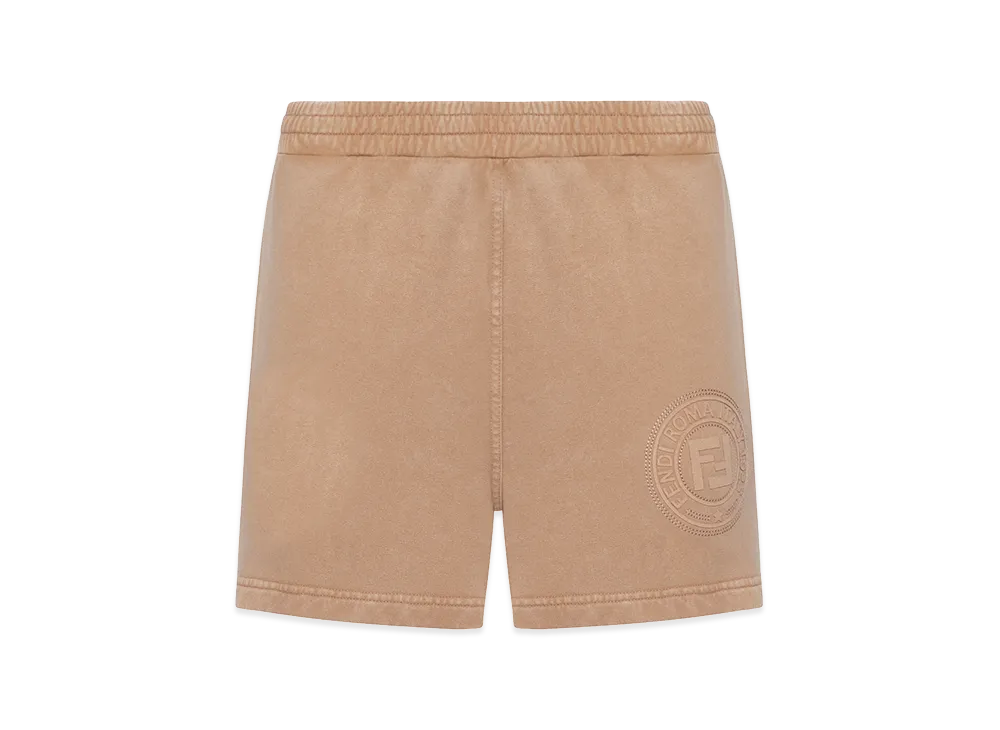 FENDI Women's Cotton Shorts With Roma Logo "Brown"