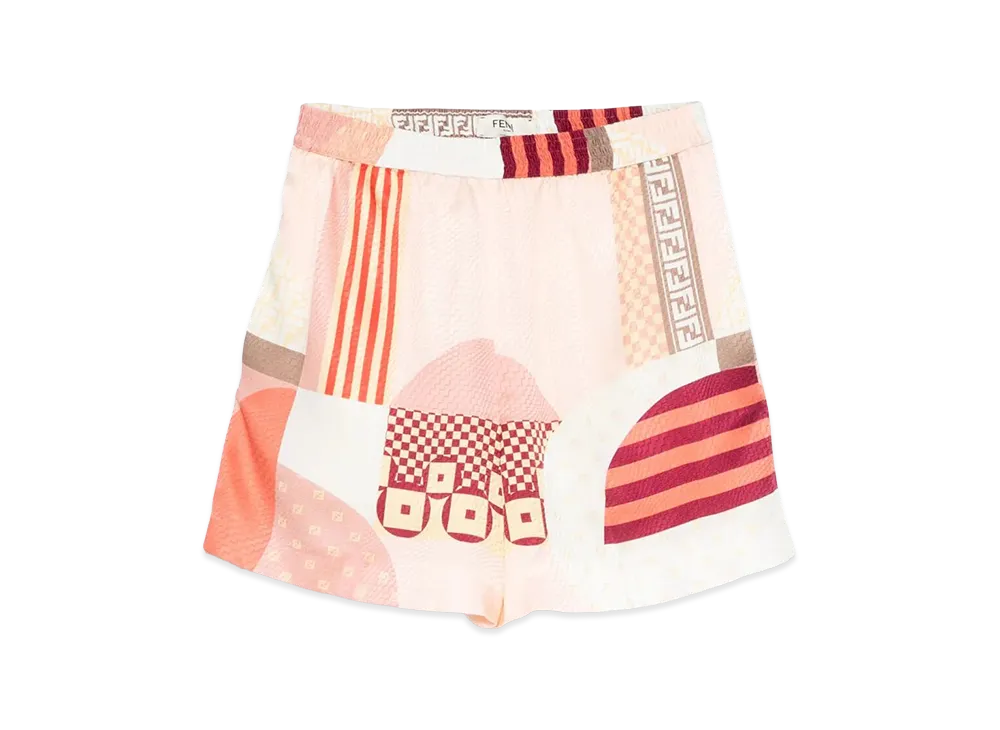 FENDI Women's Patchwork Silk Shorts "Multicolor"