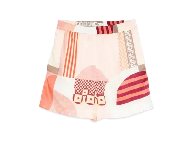 FENDI Women's Patchwork Silk Shorts "Multicolor"