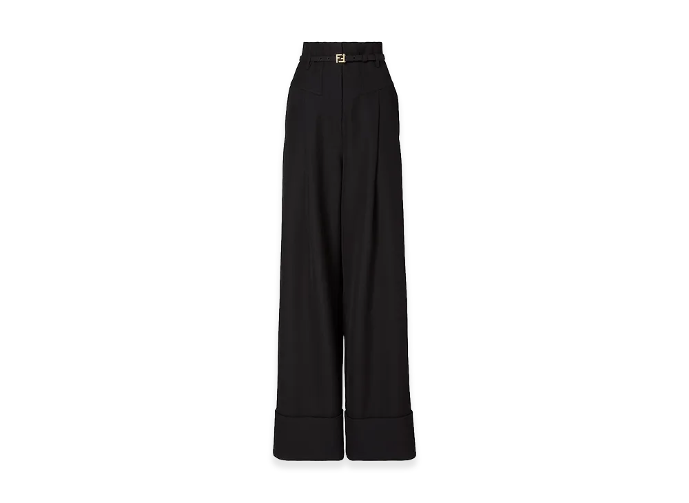 FENDI Women's Wool Wide-Leg Pant "Black"