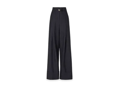 FENDI Women's Pinstriped Wool Trousers "Dark Blue"