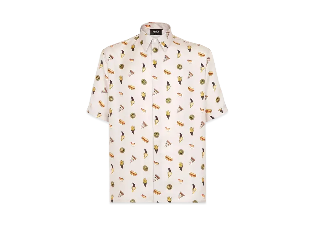 FENDI Men's Shirt Silk Fendilicious "White"