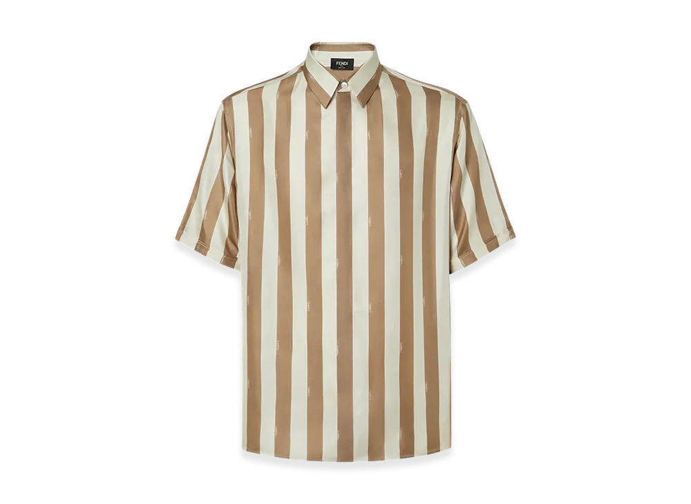 FENDI Pequin Short Sleeve Shirt "Beige/Brown"