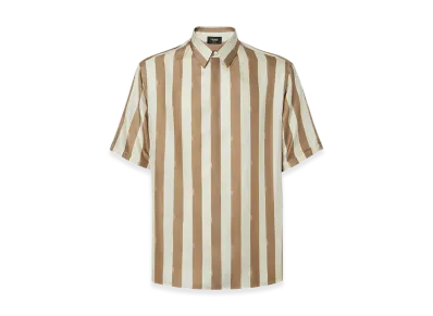 FENDI Pequin Short Sleeve Shirt "Beige/Brown"