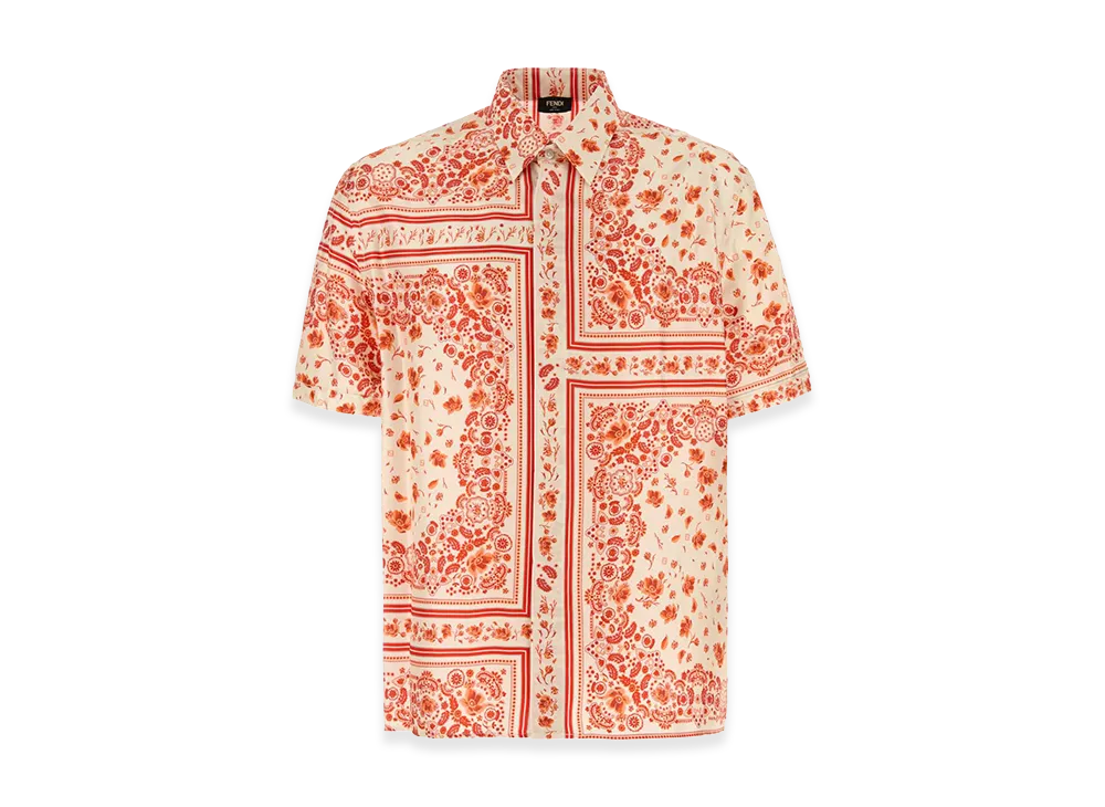 FENDI Silk Short Sleeve Shirt "Red"