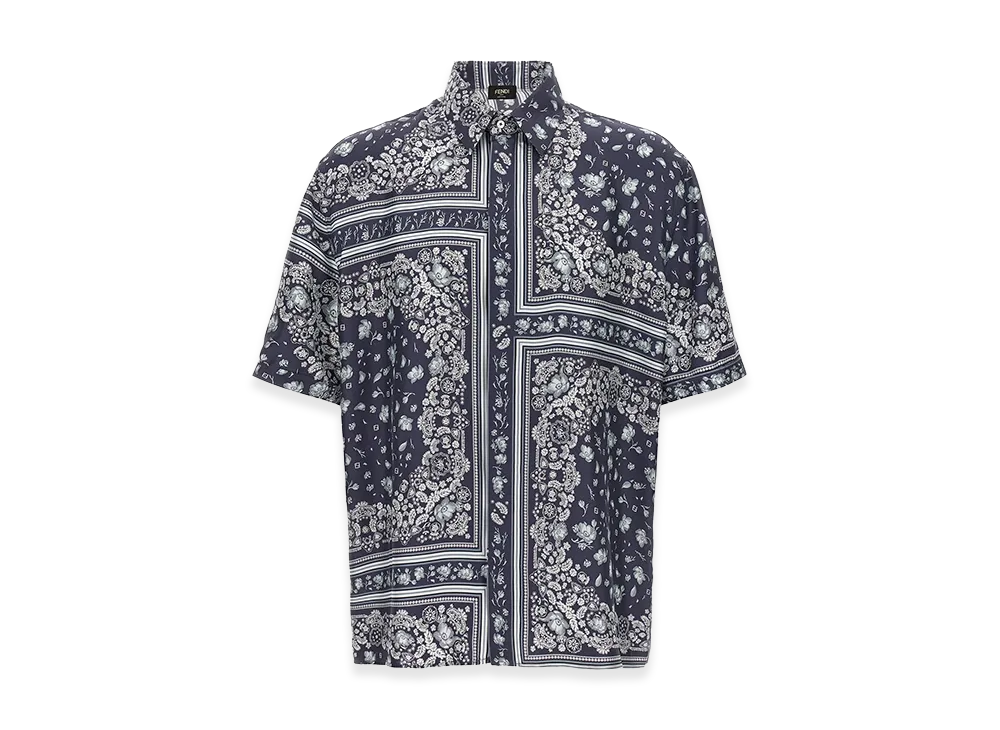 FENDI Coral Bandana Short Sleeve Shirt "Blue"