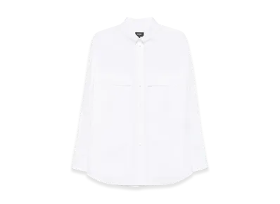 FENDI Topstitched Roma Lettering Cotton Shirt "White"