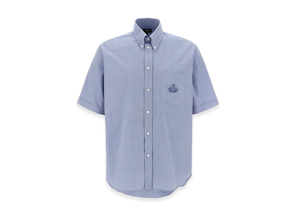 FENDI Crest Short Sleeve Shirt "Light Blue"